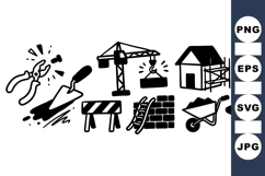 Hand Drawn Construction Tools Icon Pack for Crafts Product Image 1