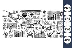 Hand Drawn Robot Data Analytics Clipart Product Image 1