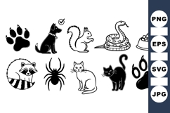 Minimal Black Animal Silhouette Clipart for Crafts Product Image 1