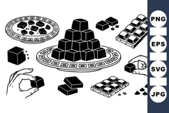 Hand Drawn Vintage Chocolate Cube Clipart Product Image 1
