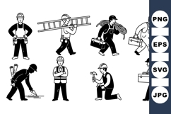 Construction Worker Vector Silhouettes Pack for Crafts Product Image 1