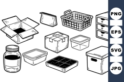 Hand Drawn Storage Boxes Clipart Collection Product Image 1