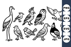 Black Line Bird Illustration Vector Product Image 1