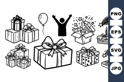 Hand Drawn Birthday Gift Vector Clipart Product Image 1