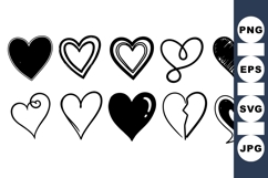 Hand Drawn Heart Clipart for Valentine Design Product Image 1