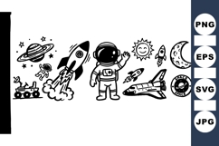 Hand Drawn Space Explorer Clipart for Kids Product Image 1