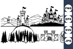 Medieval Castle Silhouette Vector Clipart Product Image 1