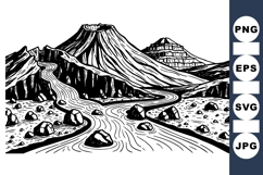 Vintage Volcano Landscape Vector for Outdoor Designs Product Image 1
