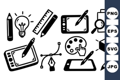 Digital Drawing Tools Vector Clipart Product Image 1