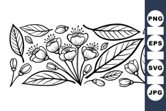 Minimalist Floral Line Art Clipart For Crafts Product Image 1