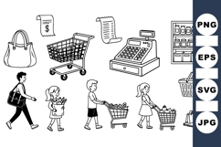 Grocery Shopping Vector Clipart for Printables Product Image 1