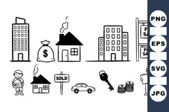 Hand Drawn Real Estate Icons Vector Product Image 1