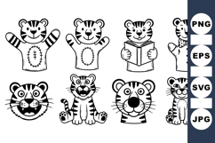 Cute Tiger Hand Puppet Clipart for Kids Crafts Product Image 1