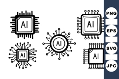 Vector AI Chip Circuit SVG Icon Product Image 1