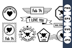 Valentine Day Stamp Clipart SVG for Cards Product Image 1