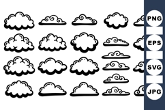 Hand Drawn Cloud Vector Clipart for Weather Product Image 1