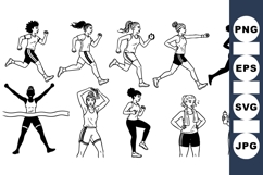 Vector Female Runner Silhouettes Workout SVG Product Image 1