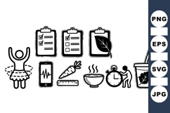 Health and Fitness Icon Clipart for Wellness Product Image 1