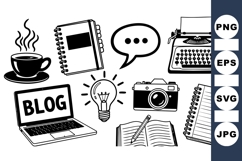 Hand Drawn Blogging Tools Vector Clipart Product Image 1