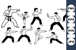 Karate Silhouettes Vector Clipart Pack Product Image 1
