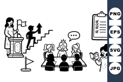 Black and White Leadership Women Vector Clipart Product Image 1