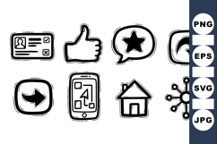 Hand Drawn Social Media Icons Vector Pack Product Image 1