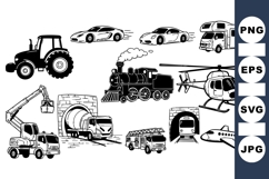 Vintage Black White Transportation Clipart Product Image 1