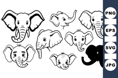 Elephant Head Vector Clipart For Kids Projects Product Image 1