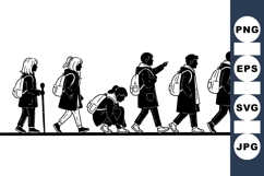Walking People Silhouette Vector Clipart Product Image 1