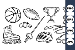 Hand Drawn Sports Equipment Clipart Product Image 1