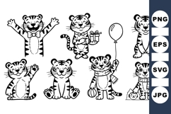 Cute Cartoon Tiger Clipart for Kids Product Image 1