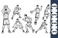Black And White Basketball Player SVG Clipart Product Image 1
