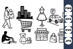 Hand Drawn Shopping Vector Clipart Product Image 1
