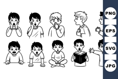 Surprised Boy Cartoon Expression Vector Product Image 1