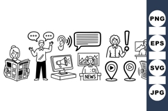 Hand Drawn News and Media Icon Vector Product Image 1
