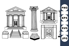 Classic Bank Building Vector Clipart for Design Product Image 1