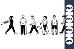 Nordic Walking Silhouettes Vector Clipart Product Image 1