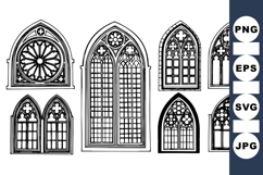 Medieval Gothic Window Vector Clipart for Crafts Product Image 1