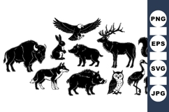 Black Silhouette Wildlife Animal Clipart Product Image 1