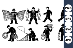 Fisherman Silhouette Vector Clipart for Outdoor Designs Product Image 1