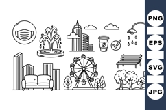 Minimal Line Art Urban Cityscape Icon Product Image 1