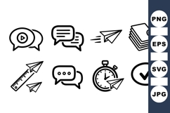 Minimalist Outline Chat Icons Vector for UI Design Product Image 1