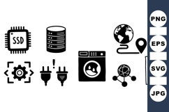 Hand Drawn Tech Icons Vector Clipart Product Image 1