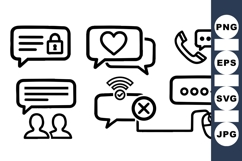 Minimalist Line Communication Icons for UI Product Image 1