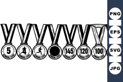 Black White Vintage Running Medals Product Image 1