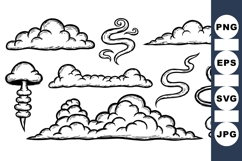 Hand Drawn Vector Smoke And Cloud Clipart Product Image 1