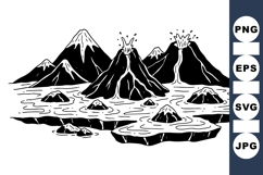 Volcano Mountain Landscape Vector for Nature Design Product Image 1