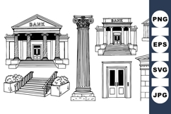 Classic Bank Building Vector Clipart For Design Product Image 1