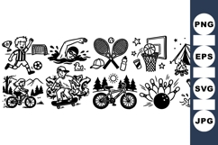 Kids Outdoor Sports Vector Clipart for Summer Fun Product Image 1