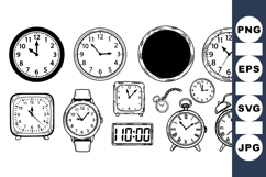 Hand Drawn Vintage Clock Clipart Product Image 1